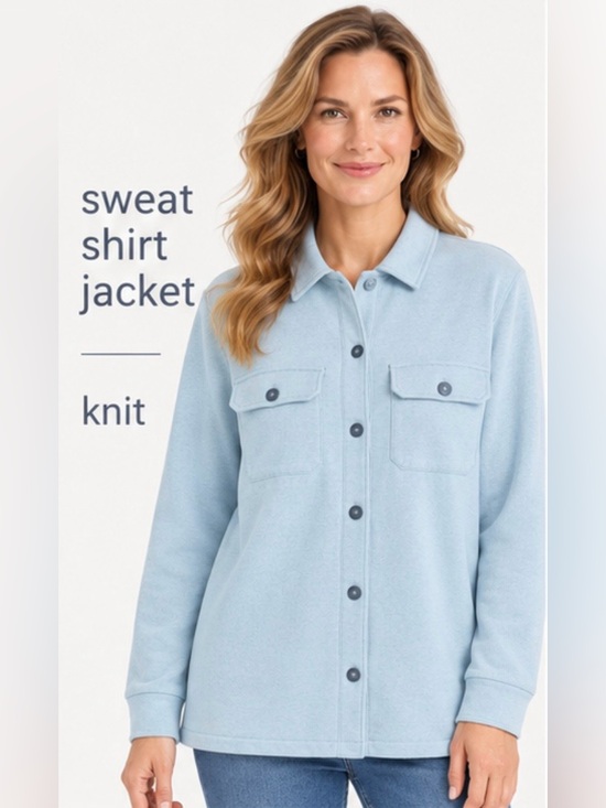 LANDSEND Tops - LandsEnd Wms Plus Serious Sweats Sweatshirt Shirt Jacket, Shacket